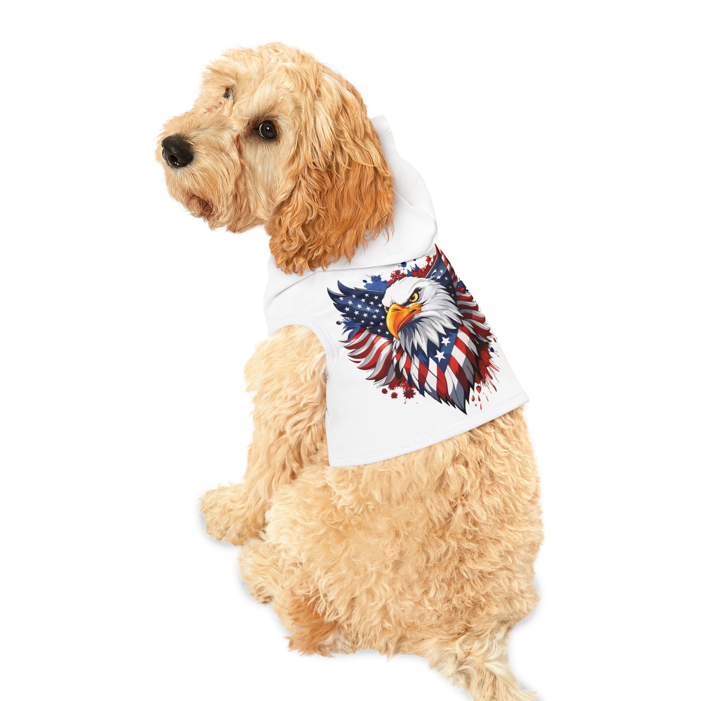 Princess Grace  Patriotic Eagle Pet Hoodie for Dogs  Stylish Independence Day Apparel