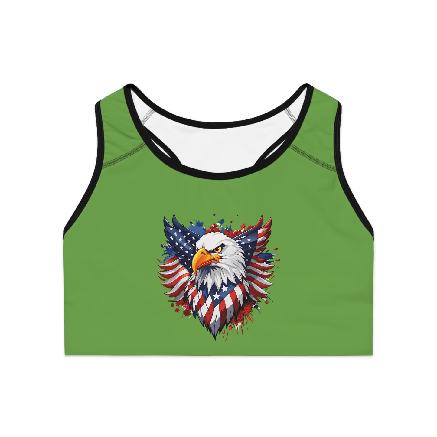 Princess Grace Patriotic Eagle Sports Bra  Bold American Eagle Design, Perfect for Fitness & Holidays