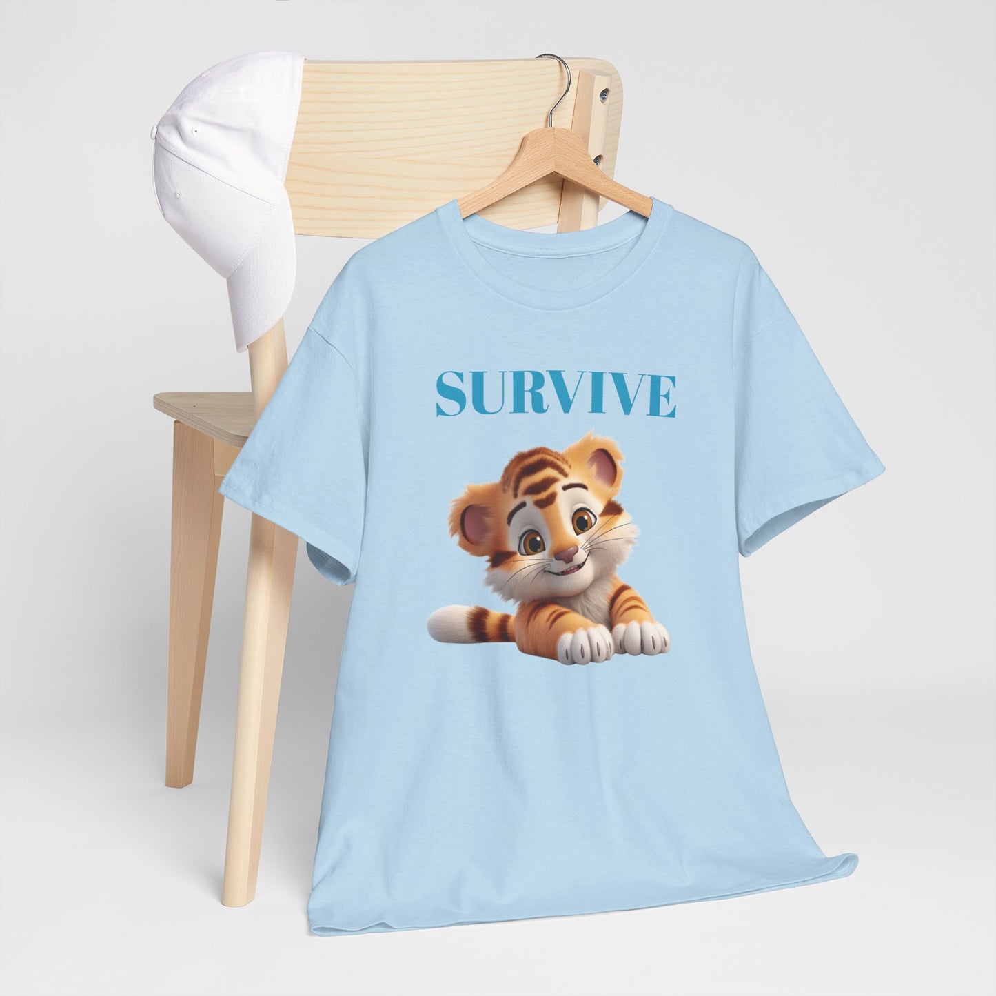 Princess Grace  Survive Tiger Unisex Heavy Cotton Tee Cute Animal Graphic