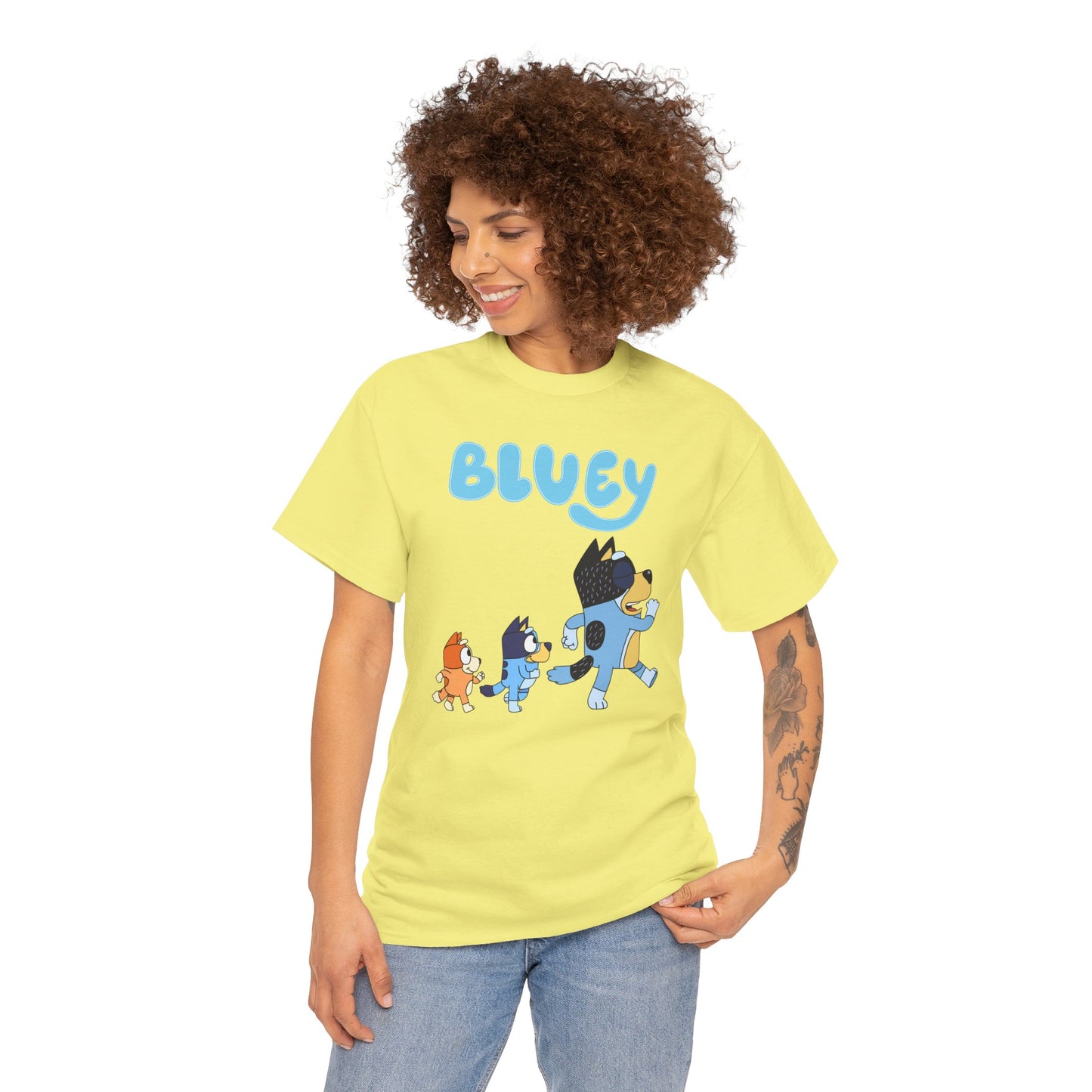 Princess Grace  Bluey Unisex Heavy Cotton Tee  Cute Cartoon T-Shirt for Kids and Adults