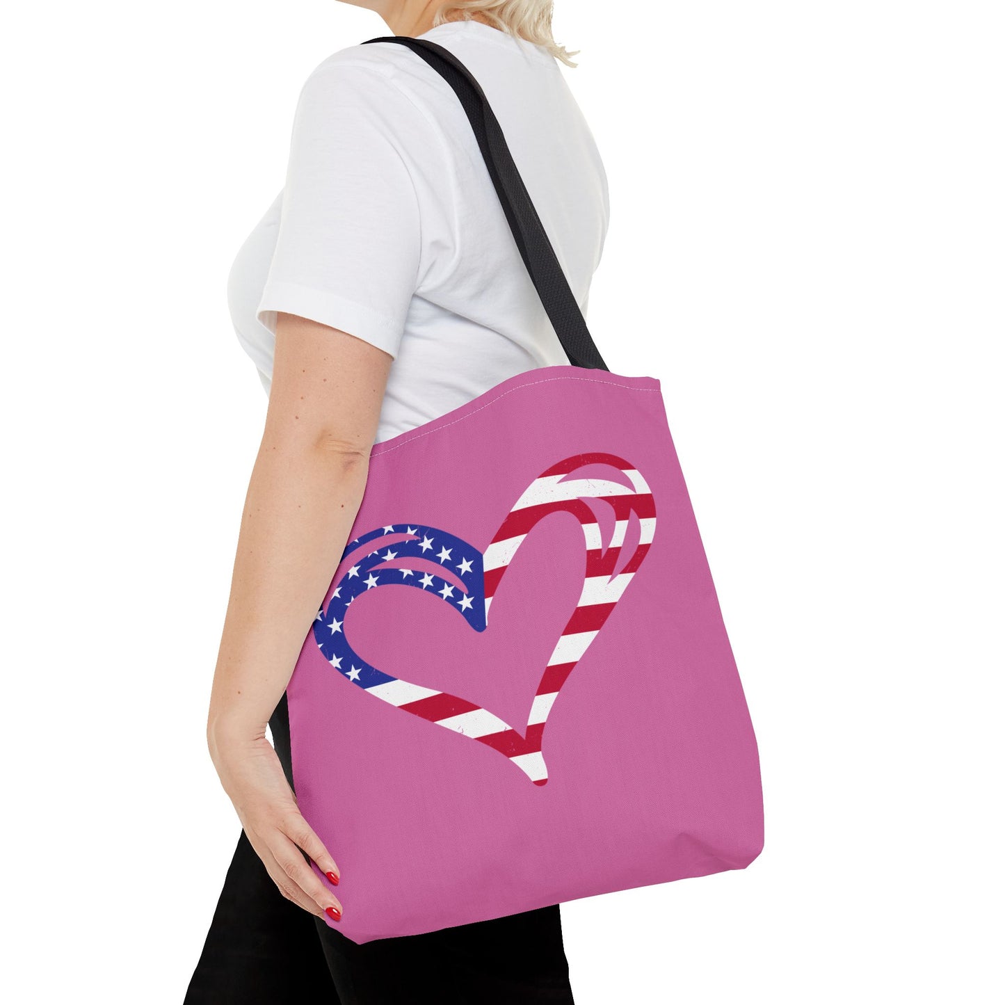 Princess Grace  Patriotic Heart Tote Bag  USA Flag Design