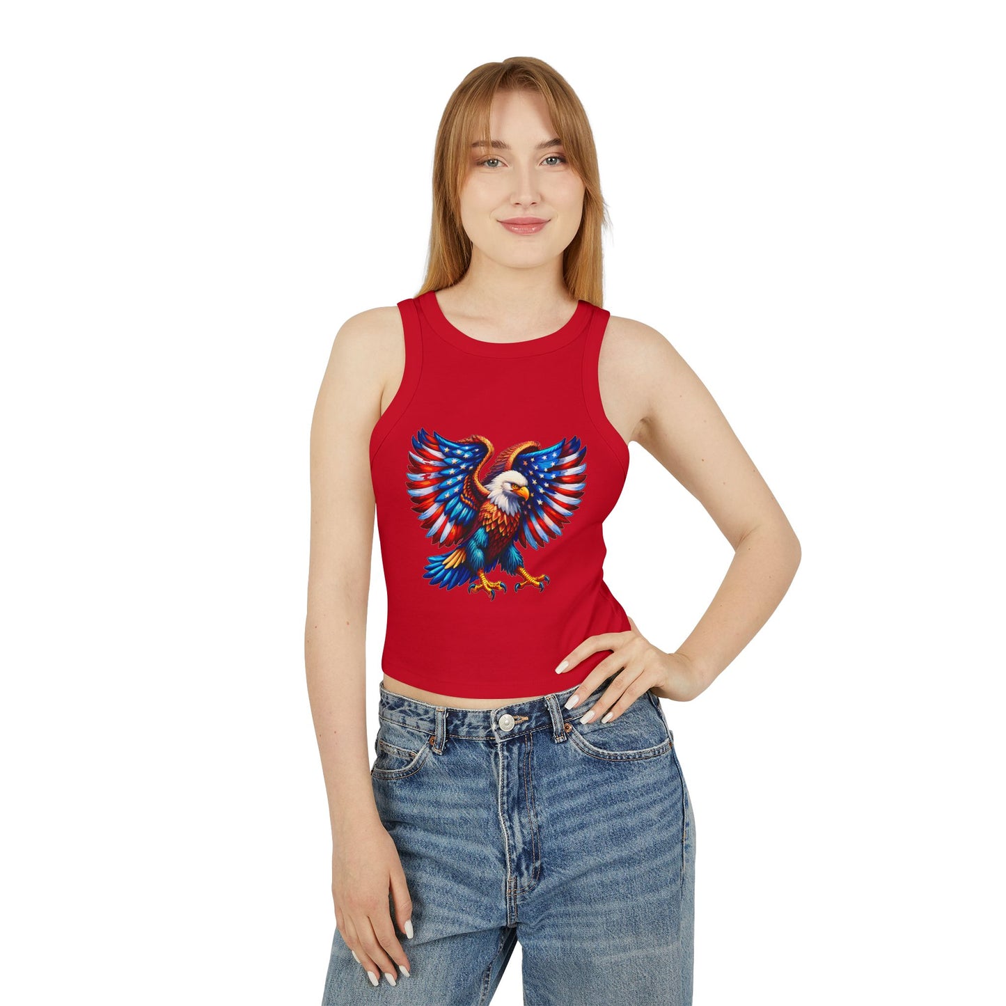 Princess Grace  Patriotic Eagle Racer Tank Top for Women