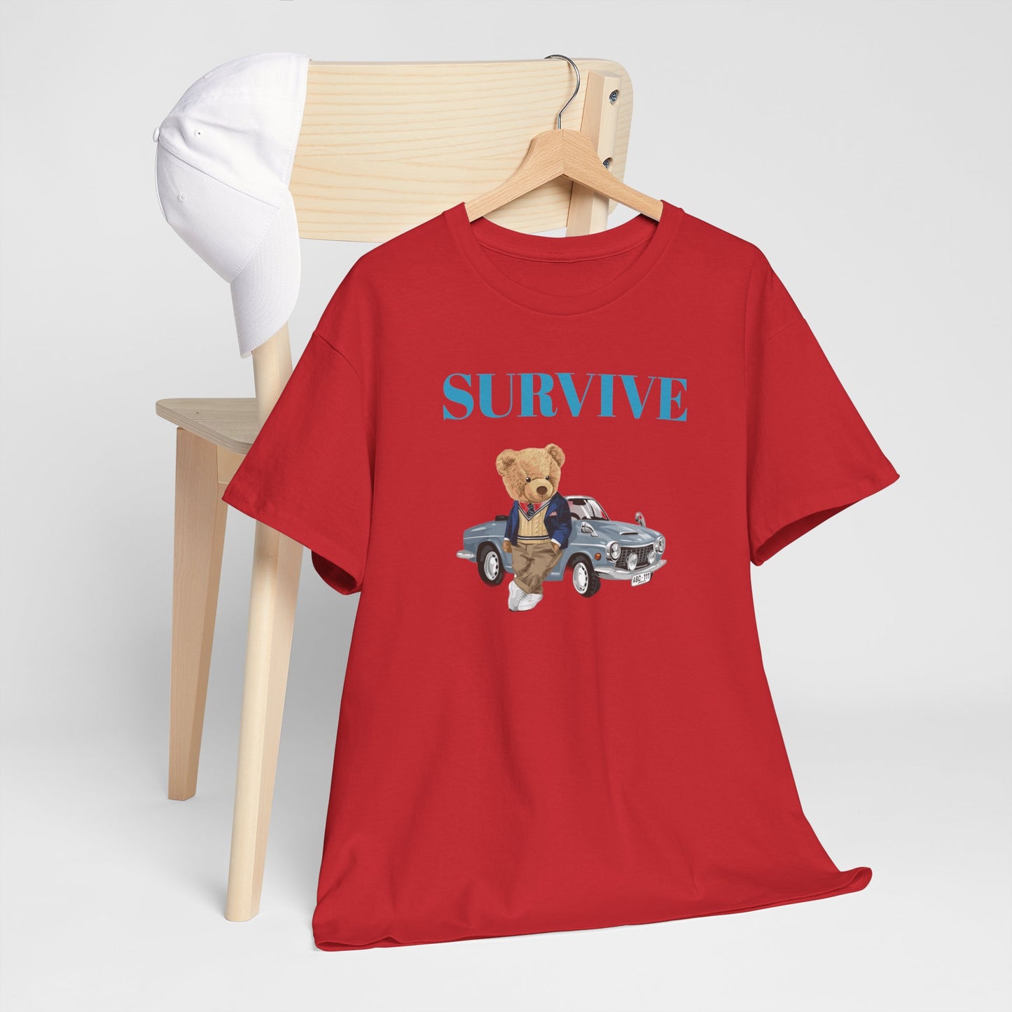 Princess Grace  Survive Bear Unisex Heavy Cotton Tee  Casual Comfort for Animal Lovers