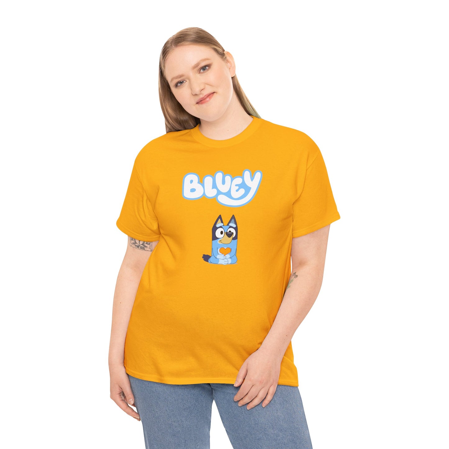 Princess Grace  Bluey Unisex Heavy Cotton Tee  Comfortable Cartoon T-Shirt for Kids and Adults