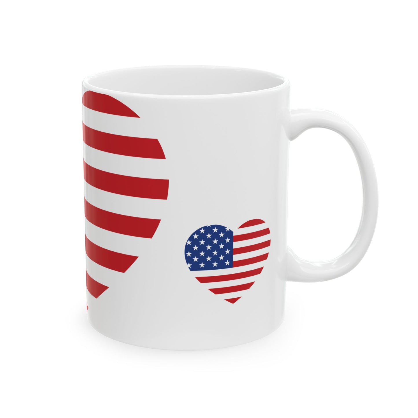 Princess Grace  Patriotic Heart Ceramic Mug  American Flag Design  11oz & 15oz