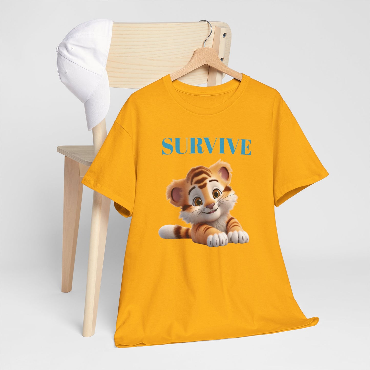 Princess Grace  Survive Tiger Unisex Heavy Cotton Tee Cute Animal Graphic