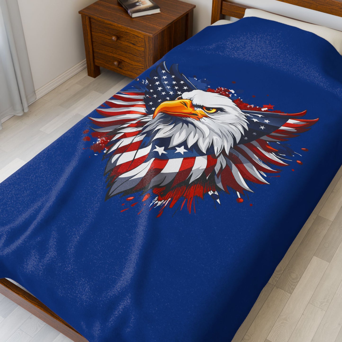 Princess Grace  American Eagle Velveteen Plush Blanket  Cozy Patriotic Decor for Home & Gifts