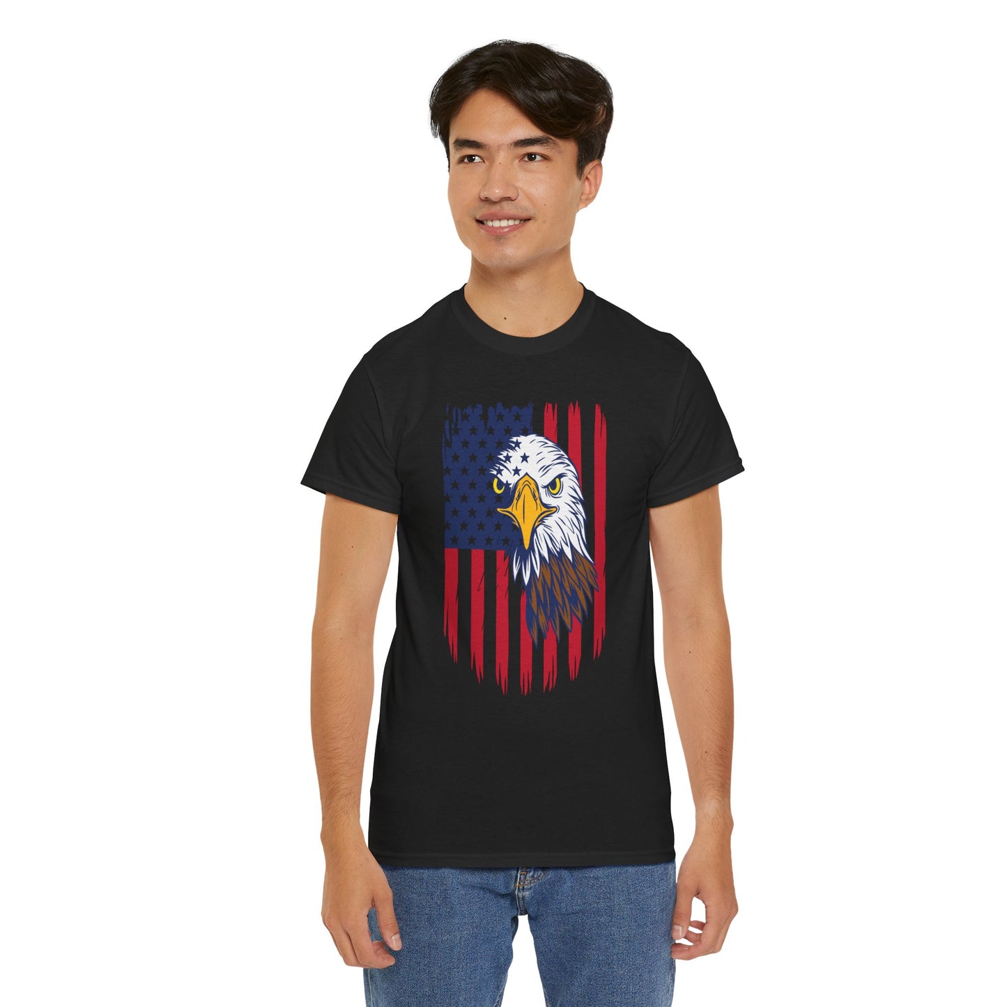 Princess Grace  Eagle & American Flag Unisex Heavy Cotton Tee   Patriotic Apparel for All Occasions