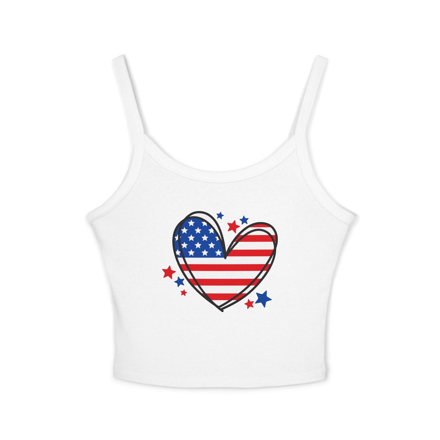 Princess Grace  Patriotic Women's Spaghetti Strap Tank Top USA Heart & Stars Design