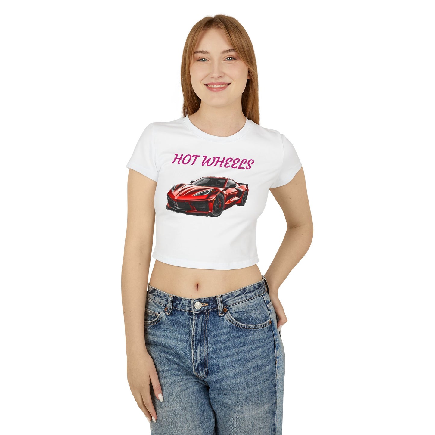 Princess Grace  Corvette Hot Wheels Women's Baby Tee Sporty Graphic Top for Car Enthusiasts