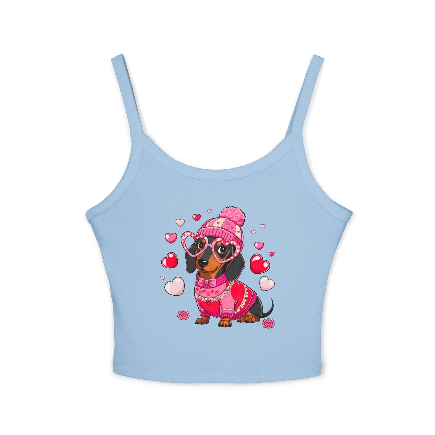 Princess Grace  Cute Dachshund Love Women's Spaghetti Strap Tank Top