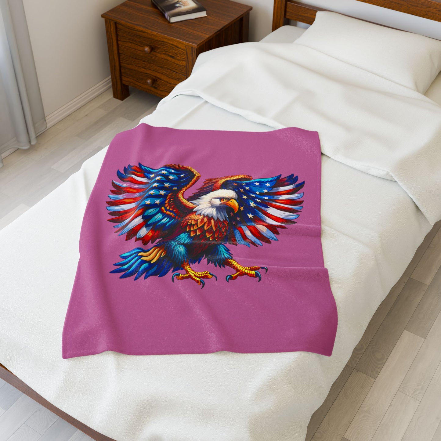 Princess Grace  Vibrant Eagle Plush Blanket  Perfect for Patriotic Celebrations