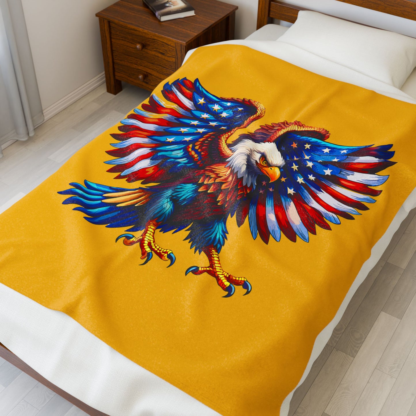 Princess Grace  Patriotic Eagle Velveteen Plush Blanket  Soft Throw for Home Decor & Celebrations