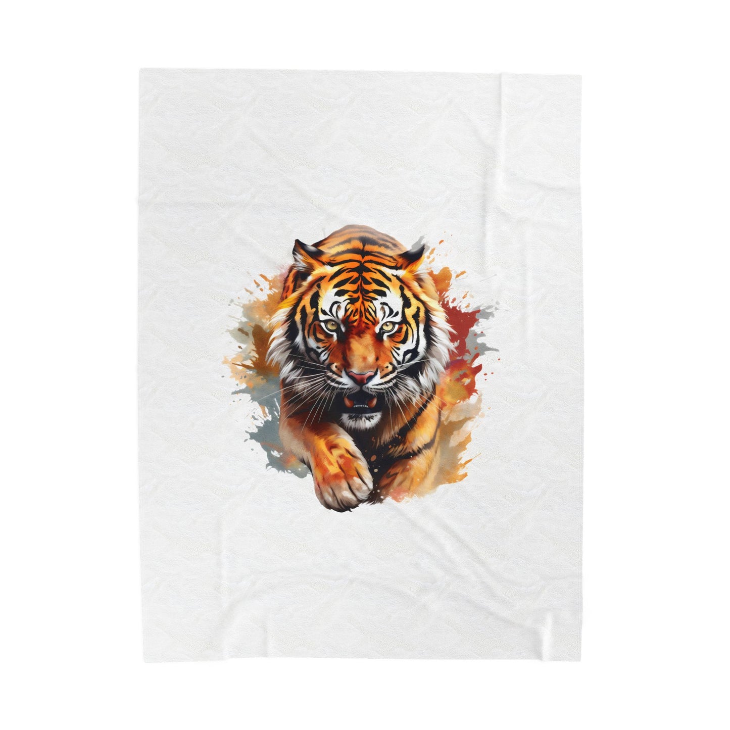 Princess Grace  Tiger Watercolor Velveteen Plush Blanket Cozy Decorative Throw for Home & Gifts