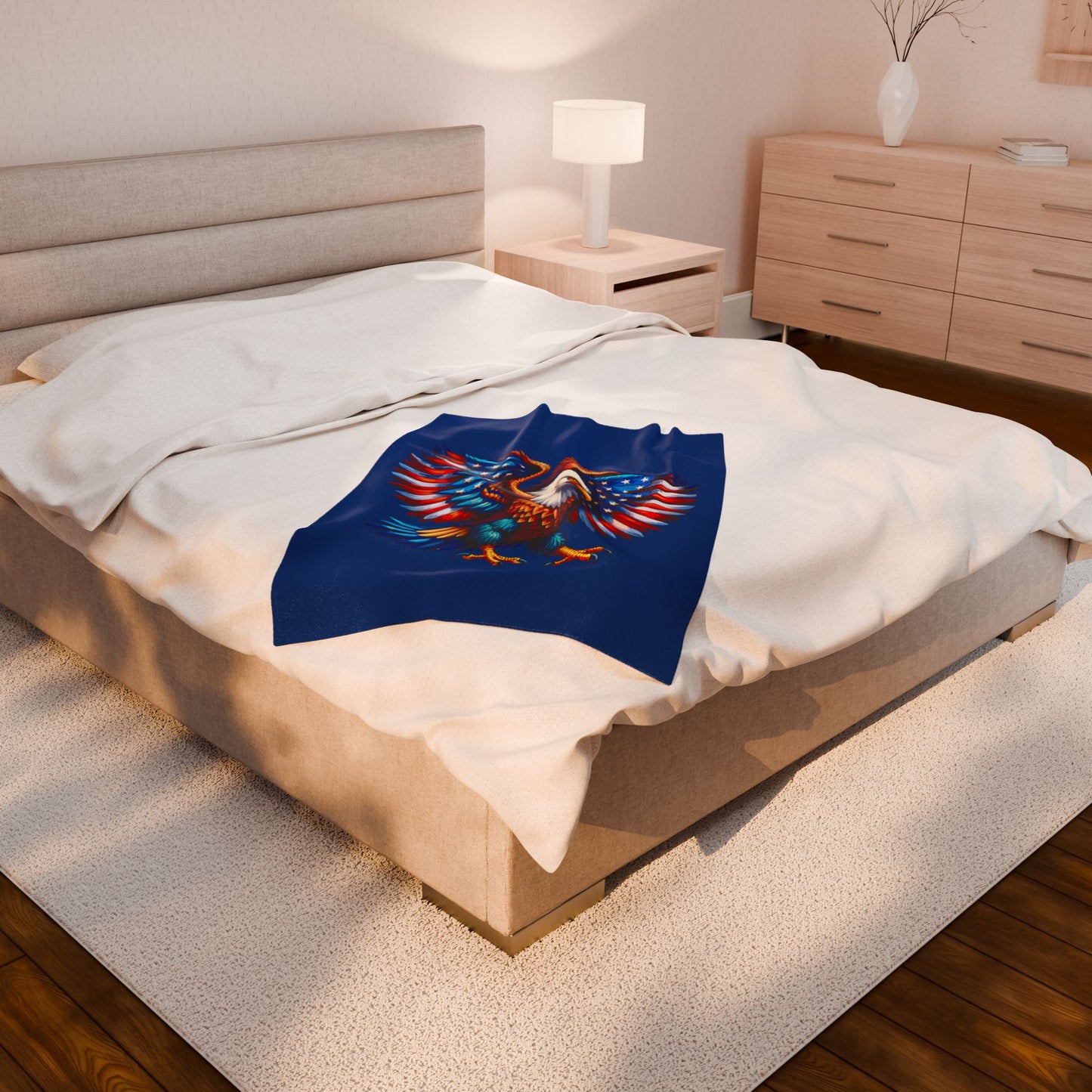 Princess Grace  Patriotic Eagle Velveteen Plush Blanket  Comfortable Soft Throw for Independence Day and Outdoor Events