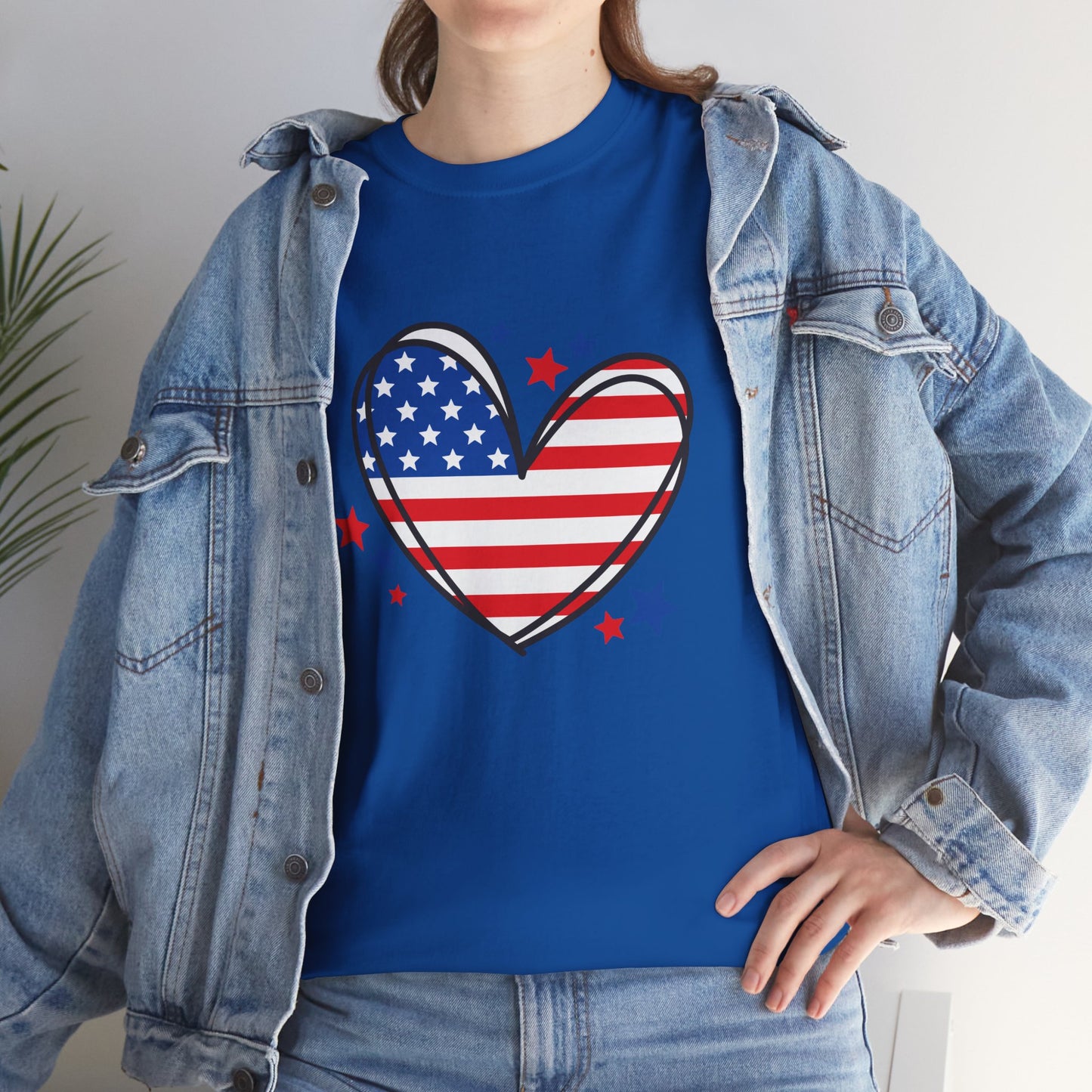 Princess Grace  Patriotic Heart Unisex Heavy Cotton Tee  USA Love T-Shirt