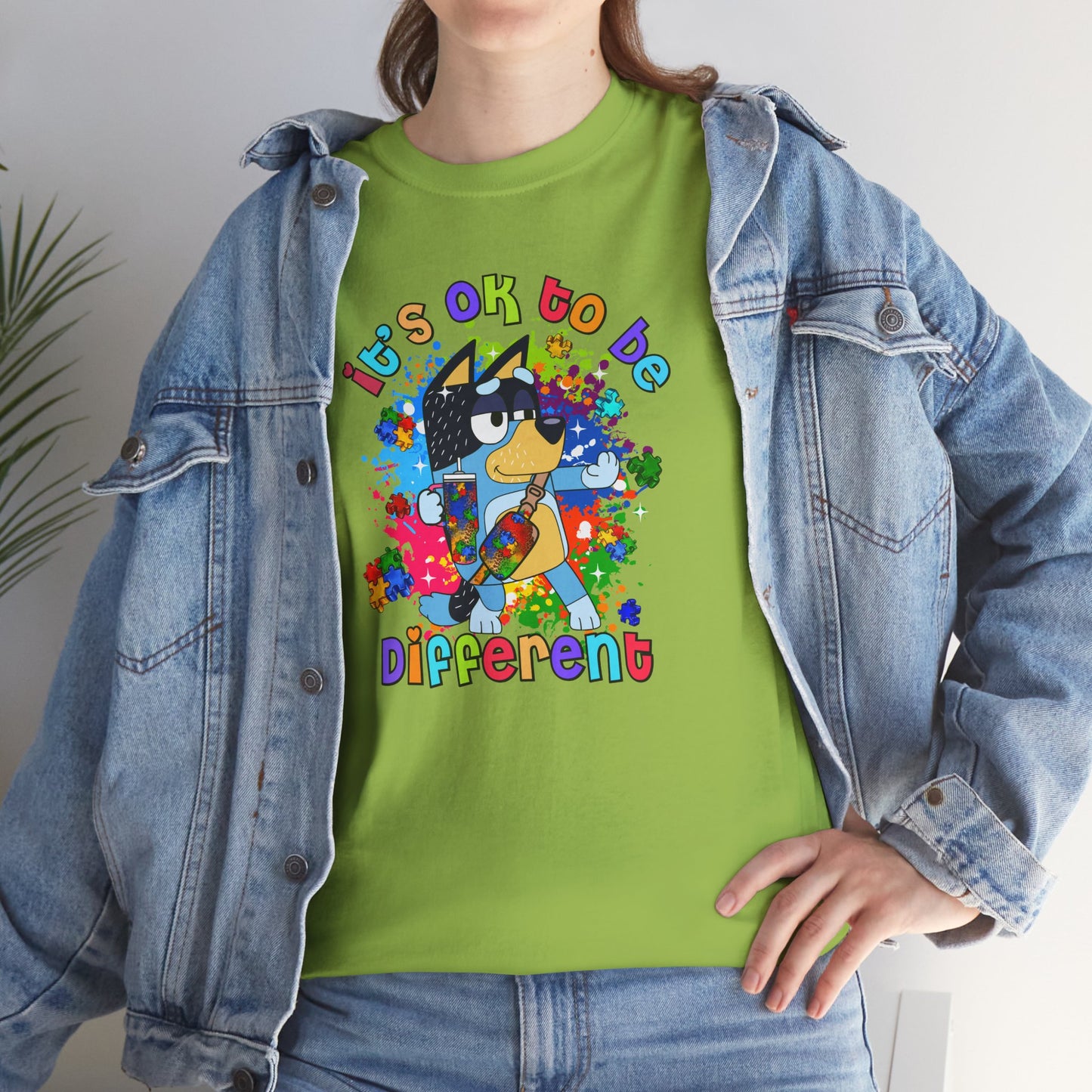 Princess Grace  Bluey  Unisex Heavy Cotton Tee  "It's OK to Be Different" - Colorful Graphic T-Shirt for Self-Expression
