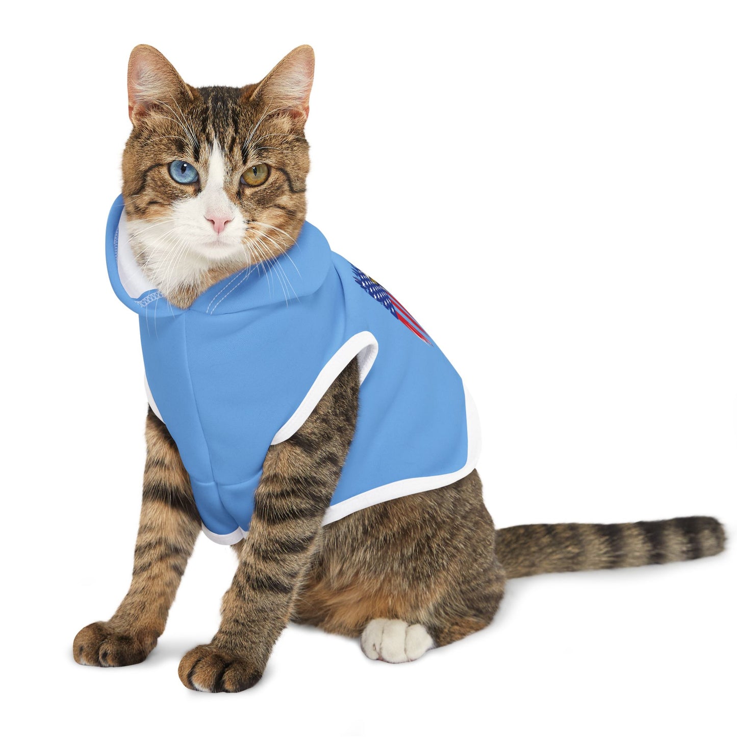 Princess Grace  Patriotic Eagle Pet Hoodie  Cozy Blue Dog Hoodie for Independence Day
