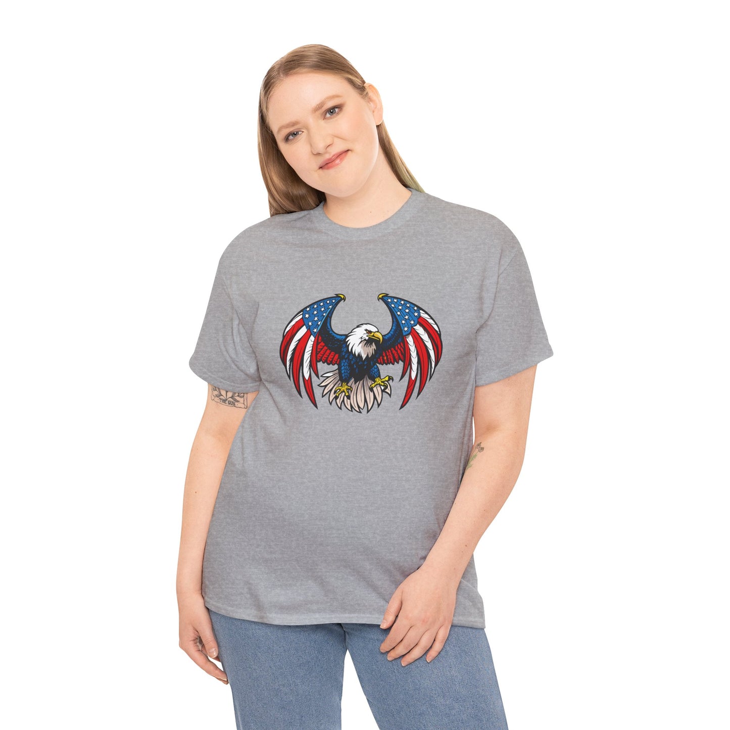 Princess Grace  Patriotic Eagle Unisex Heavy Cotton Tee 4th of July Graphic T-Shirt