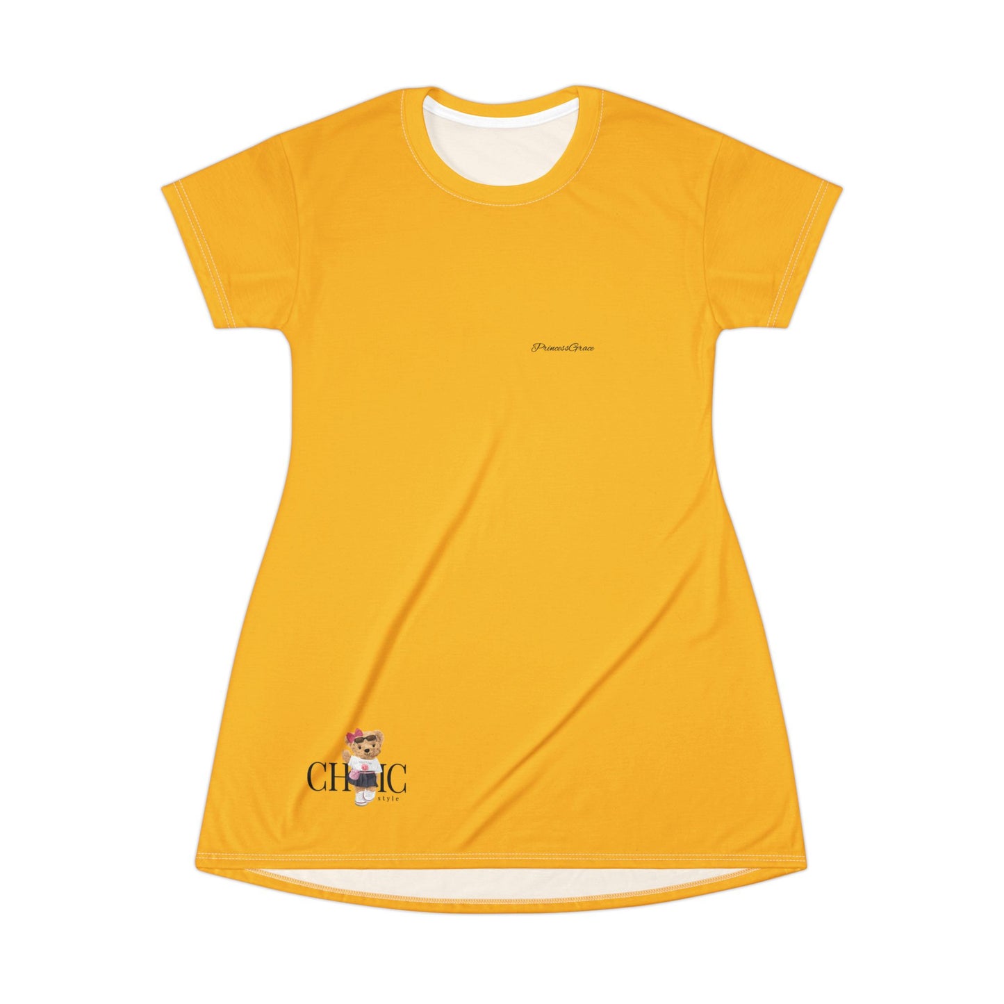 Princess Grace  Chic & Cute Yellow T-Shirt Dress for Casual Summer Style