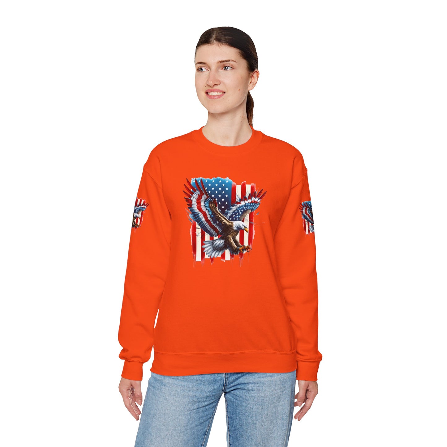 Princess Grace  Patriotic Eagle Crewneck Sweatshirt Unisex Heavy Blend