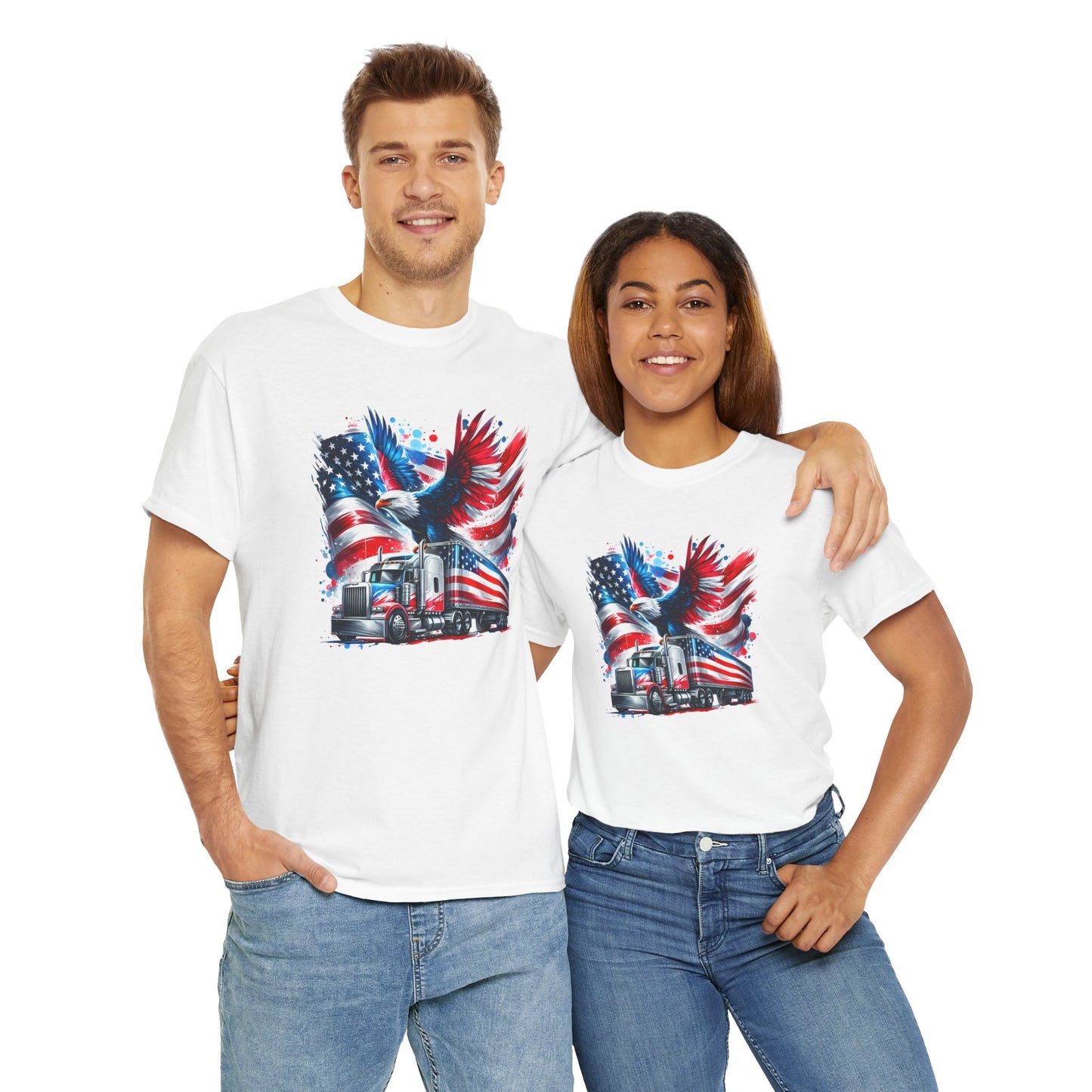 Princess Grace  Patriotic Eagle Truck Unisex Heavy Cotton Tee