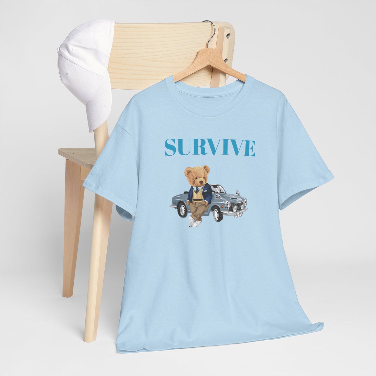 Princess Grace  Survive Bear Unisex Heavy Cotton Tee  Casual Comfort for Animal Lovers