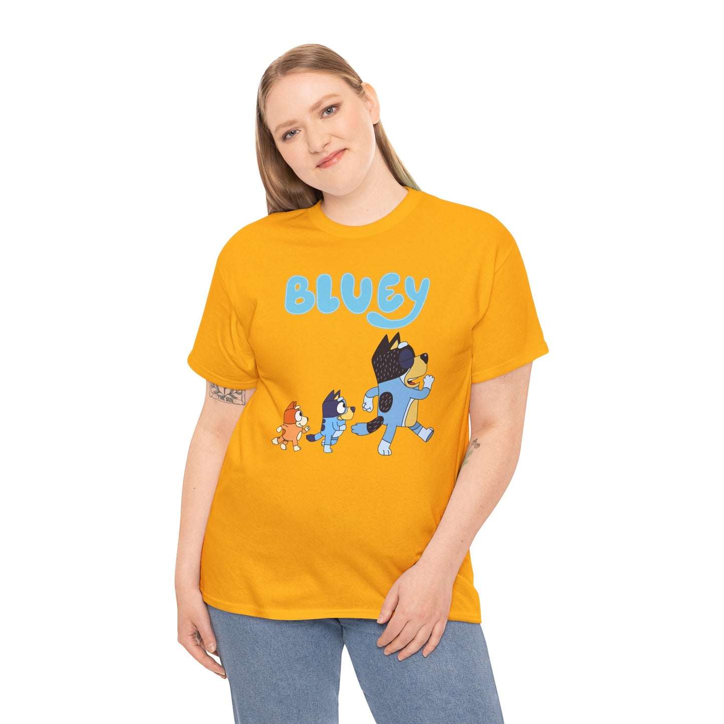 Princess Grace  Bluey Unisex Heavy Cotton Tee  Cute Cartoon T-Shirt for Kids and Adults