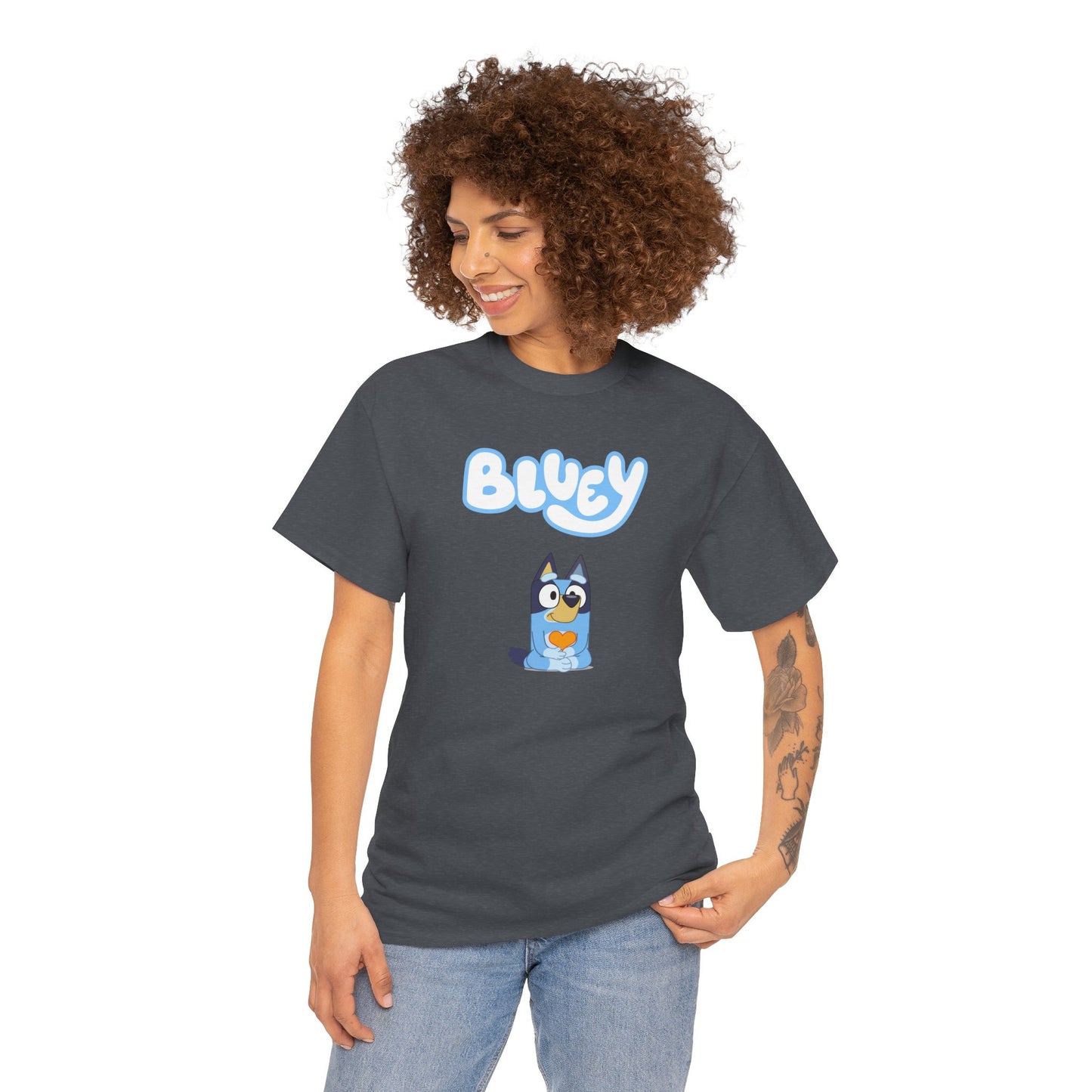 Princess Grace  Bluey Unisex Heavy Cotton Tee  Comfortable Cartoon T-Shirt for Kids and Adults