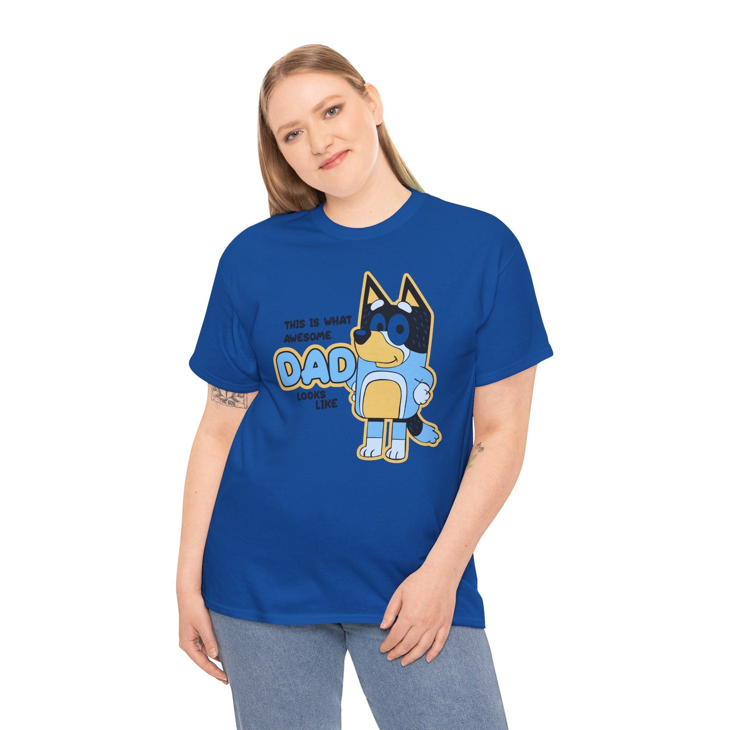 Princess Grace  Bluey  Awesome Dad Unisex Heavy Cotton Tee  Funny Gift for Father's Day