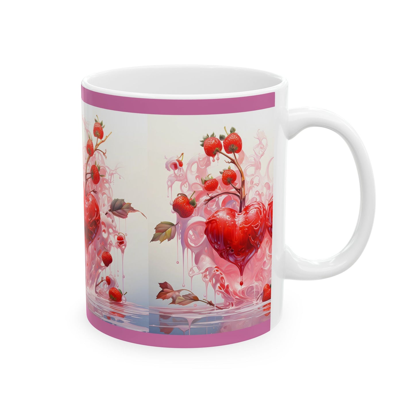 Princess Grace  Romantic Strawberry Heart Ceramic Mug  Perfect Gift for Valentine's Day