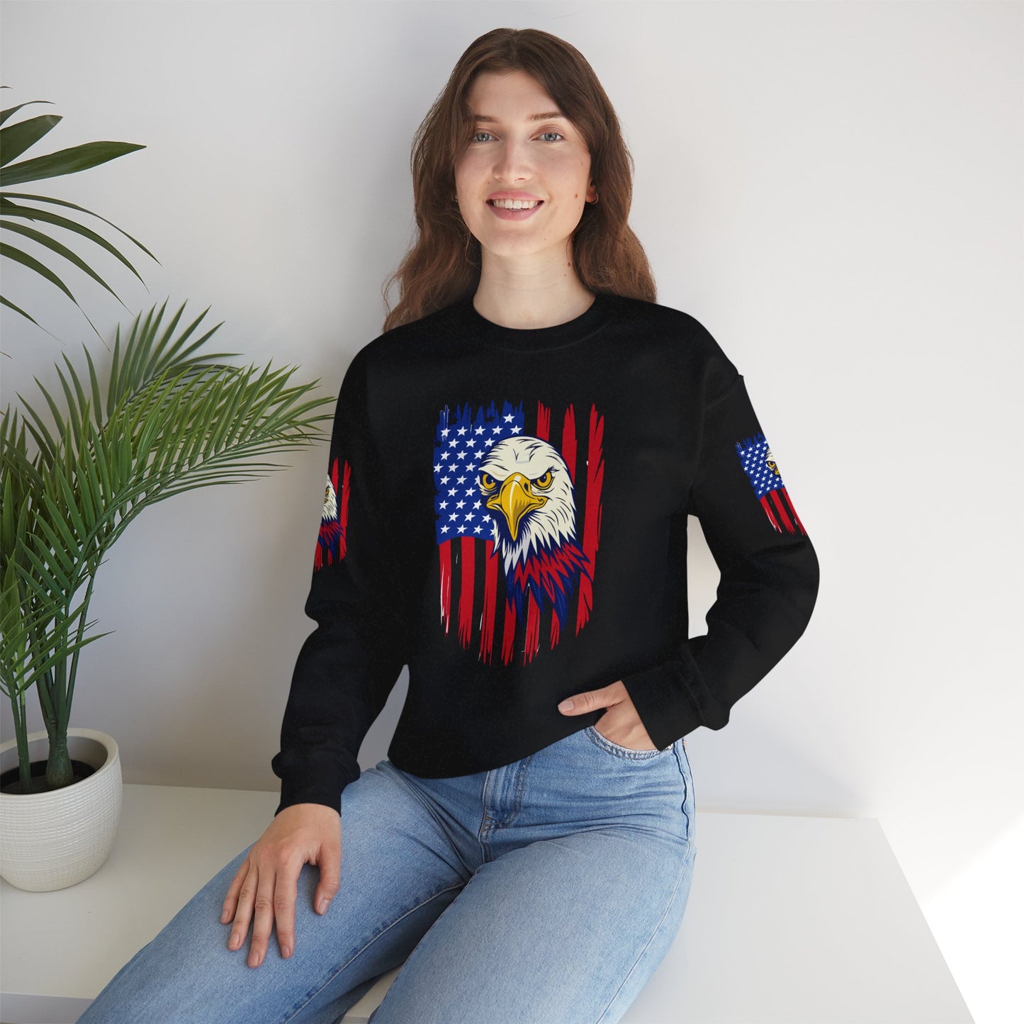 Princess Grace Patriotic Eagle Crewneck Sweatshirt Unisex Heavy Blend