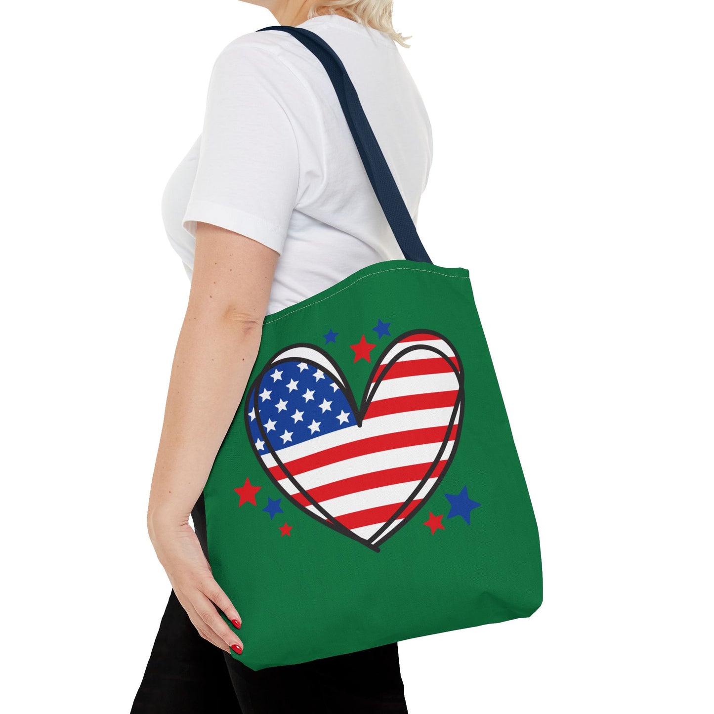 Princess Grace  Patriotic Heart Tote Bag Perfect for Independence Day and Everyday Use