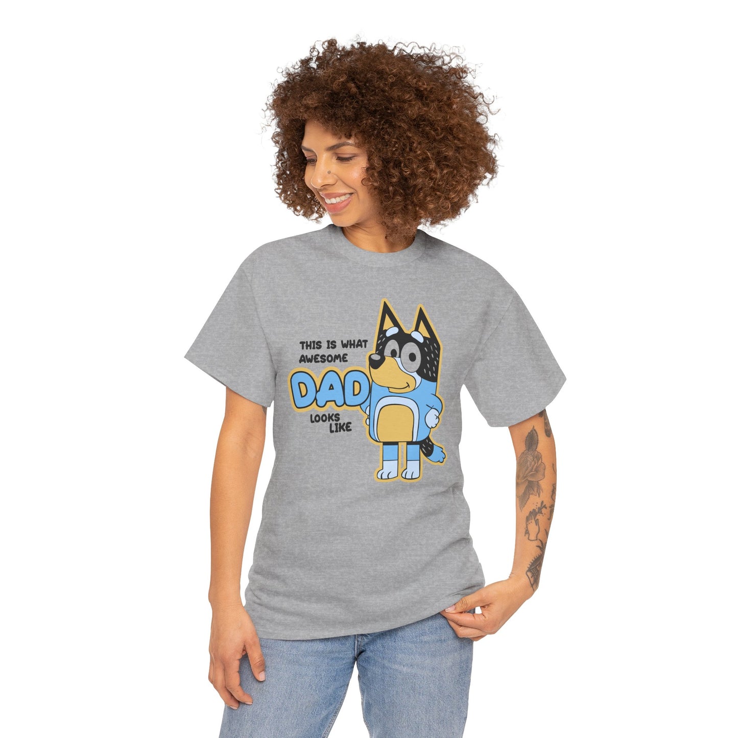 Princess Grace  Bluey  Awesome Dad Unisex Heavy Cotton Tee  Funny Gift for Father's Day