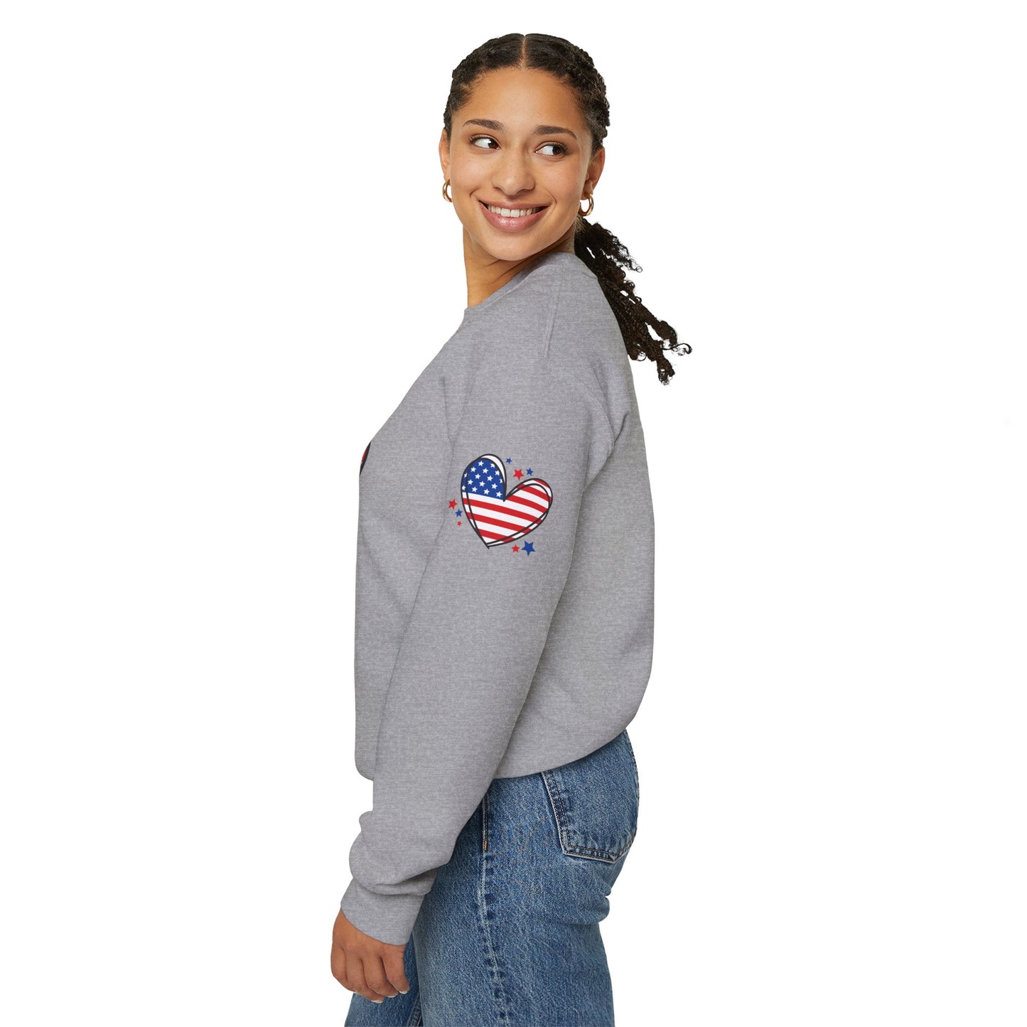 Princess Grace  Patriotic Heart Crewneck Sweatshirt