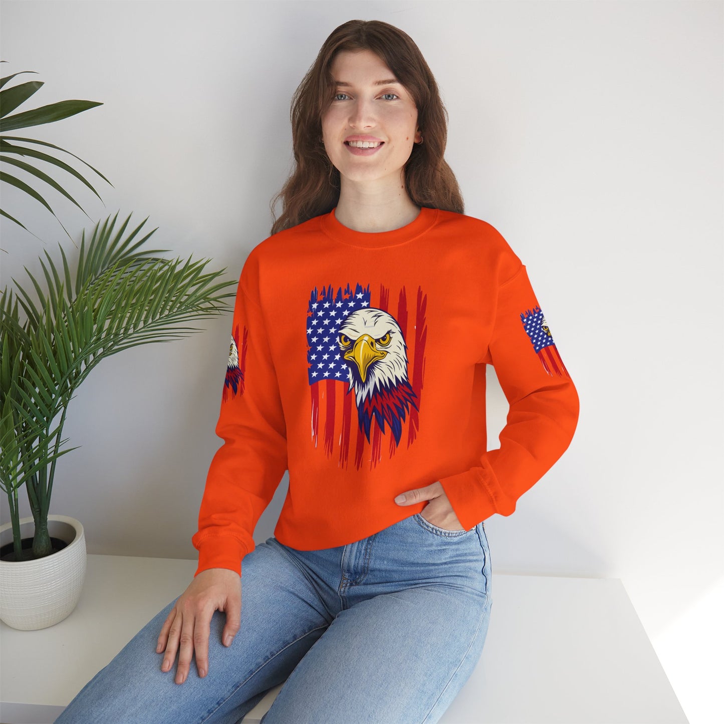 Princess Grace Patriotic Eagle Crewneck Sweatshirt Unisex Heavy Blend