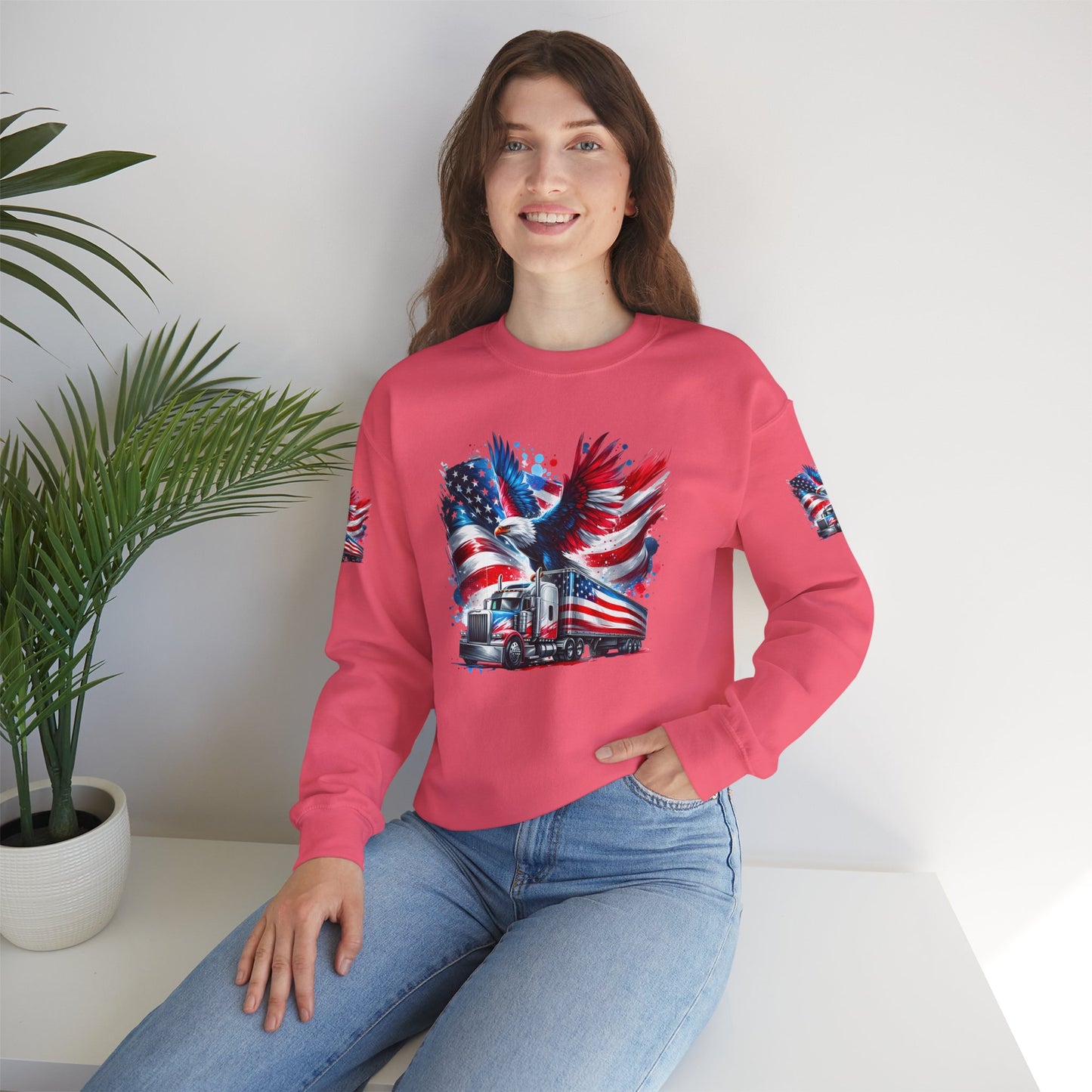 Princess Grace  Patriotic Eagle Sweatshirt Unisex Heavy Blend Crewneck for Independence Day Veteran's Day & Everyday Comfort