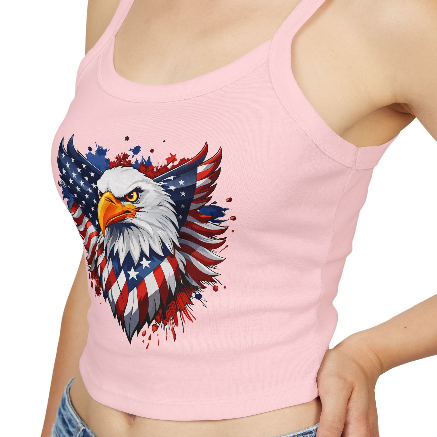 Princess Grace  Patriotic Women's Spaghetti Strap Tank Top  USA Eagle Design