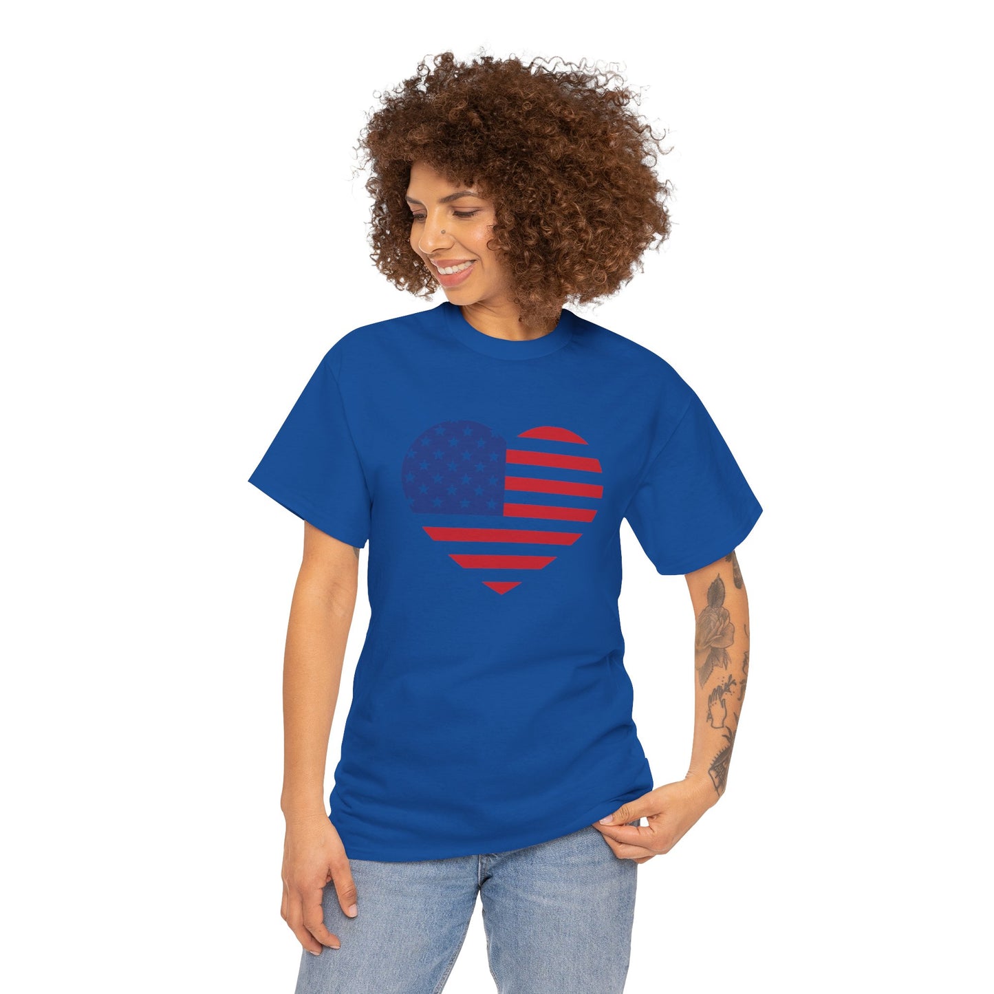 Princess Grace  Patriotic Heart Unisex Heavy Cotton Tee  Celebrate Freedom in Style