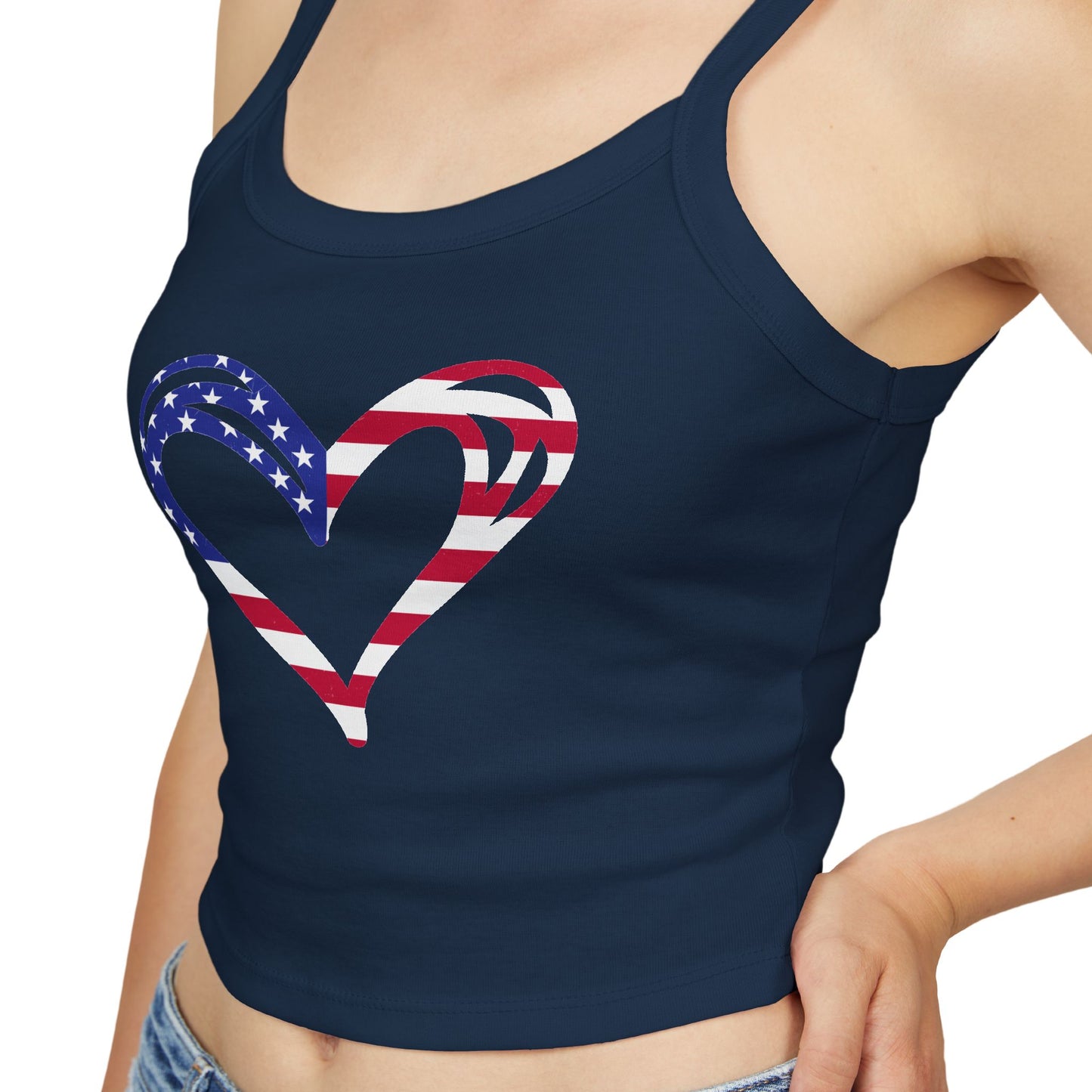 Princess Grace  Patriotic Women's Spaghetti Strap Tank Top USA Heart Design