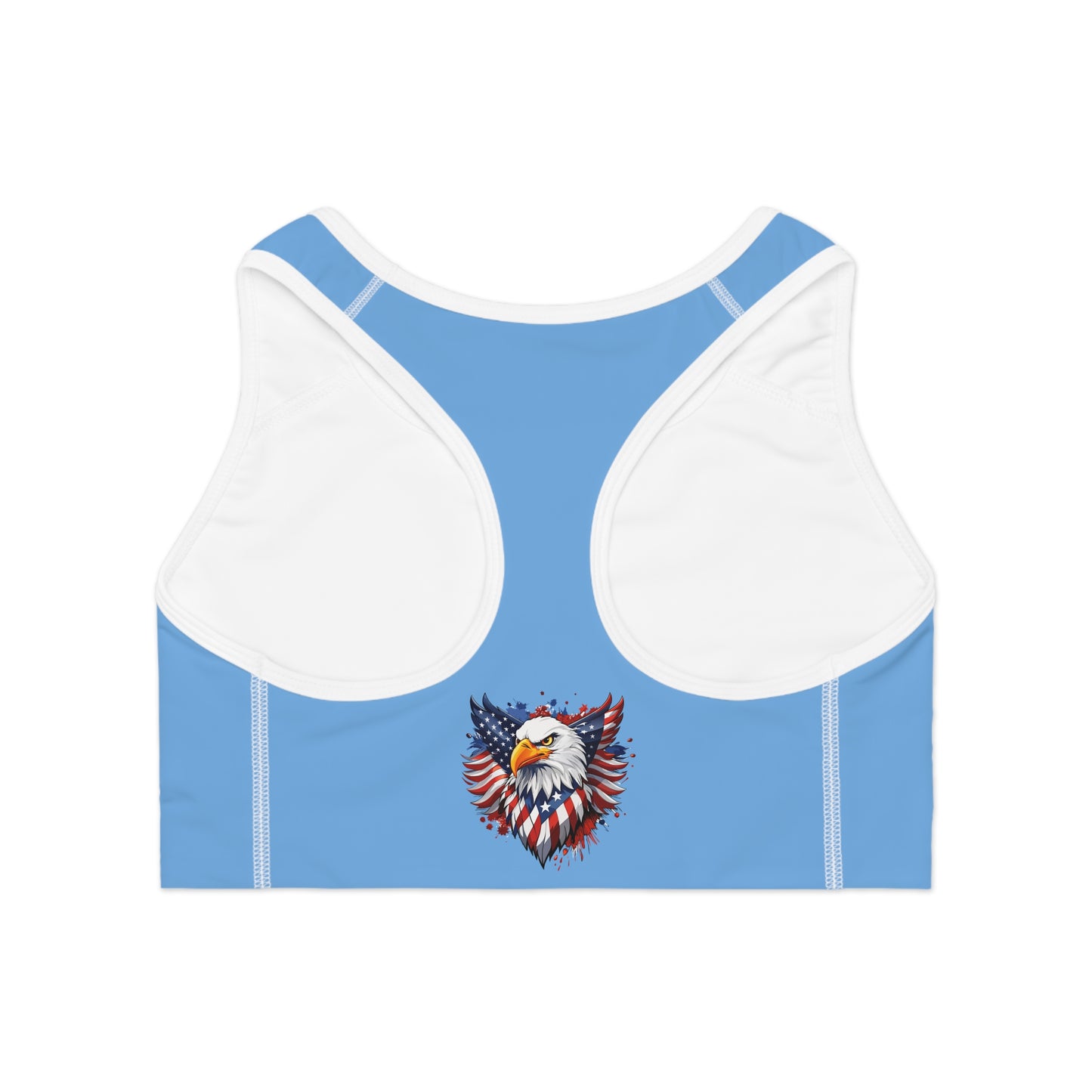 Princess Grace  Patriotic Eagle Sports Bra  USA Flag Design  Perfect for Activewear