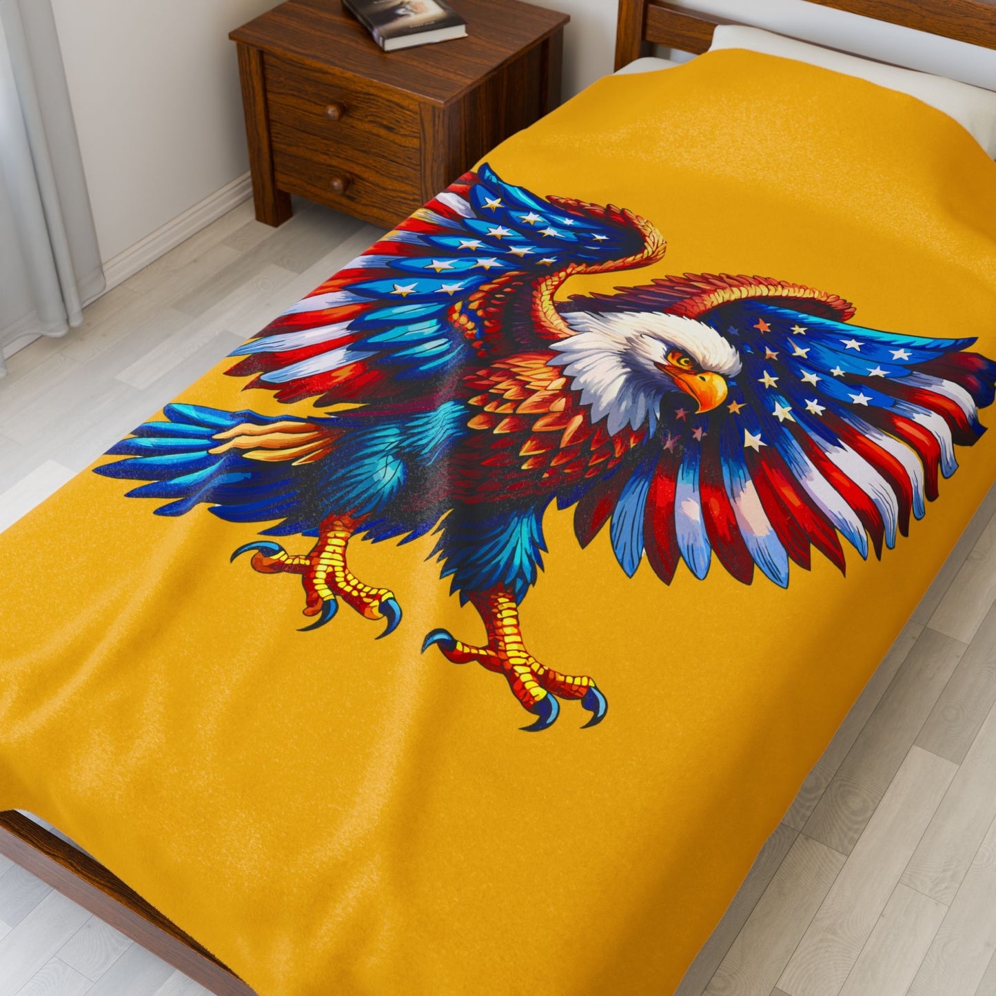 Princess Grace  Patriotic Eagle Velveteen Plush Blanket  Soft Throw for Home Decor & Celebrations