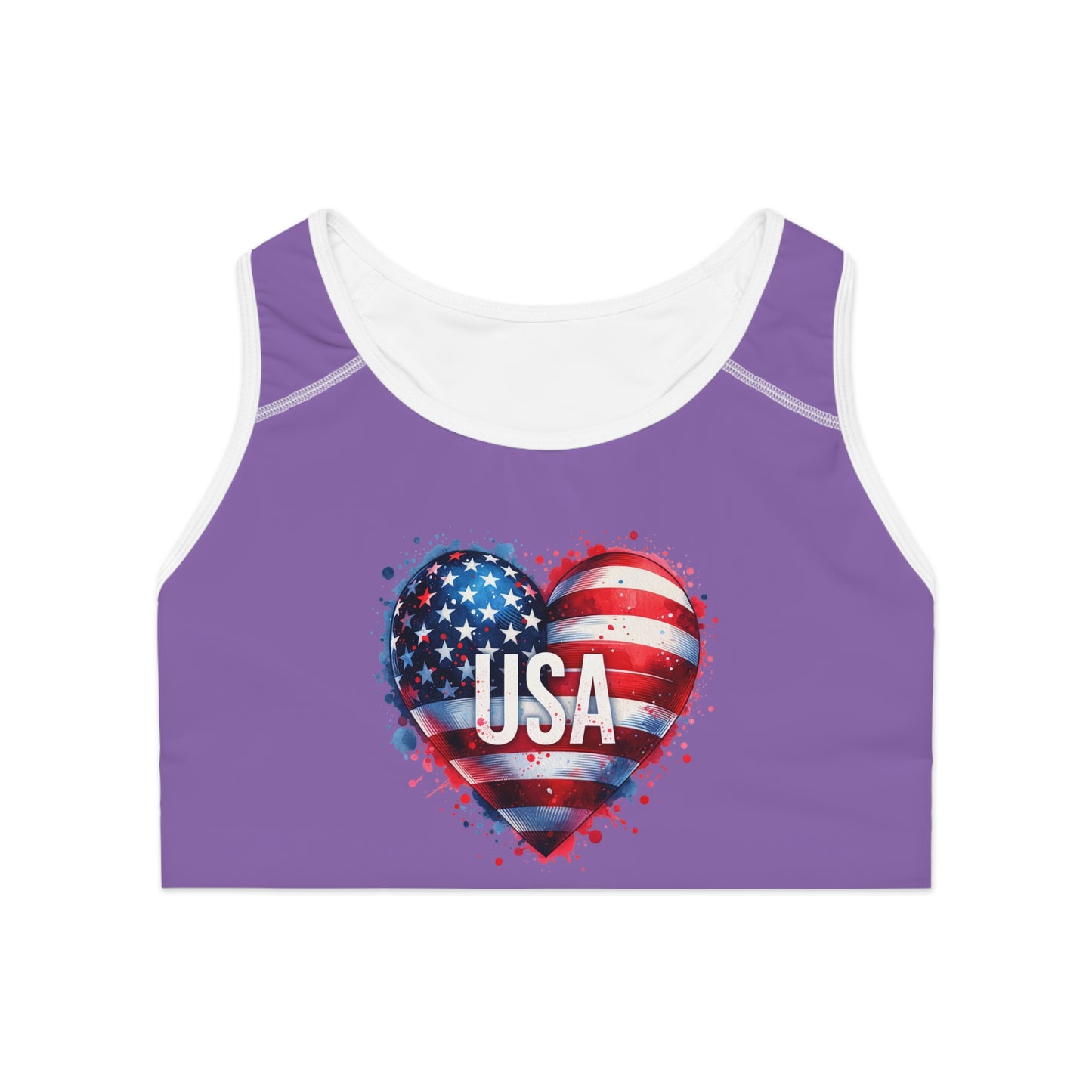 Princess Grace  Patriotic USA Heart Sports Bra