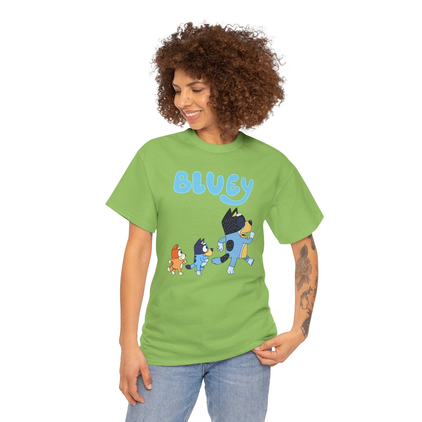 Princess Grace  Bluey Unisex Heavy Cotton Tee  Cute Cartoon T-Shirt for Kids and Adults