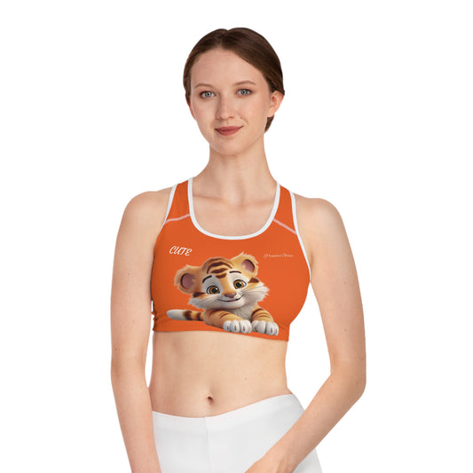 Princess Grace  Cute Tiger Print Sports Bra  Perfect for Active Wear & Animal Lovers