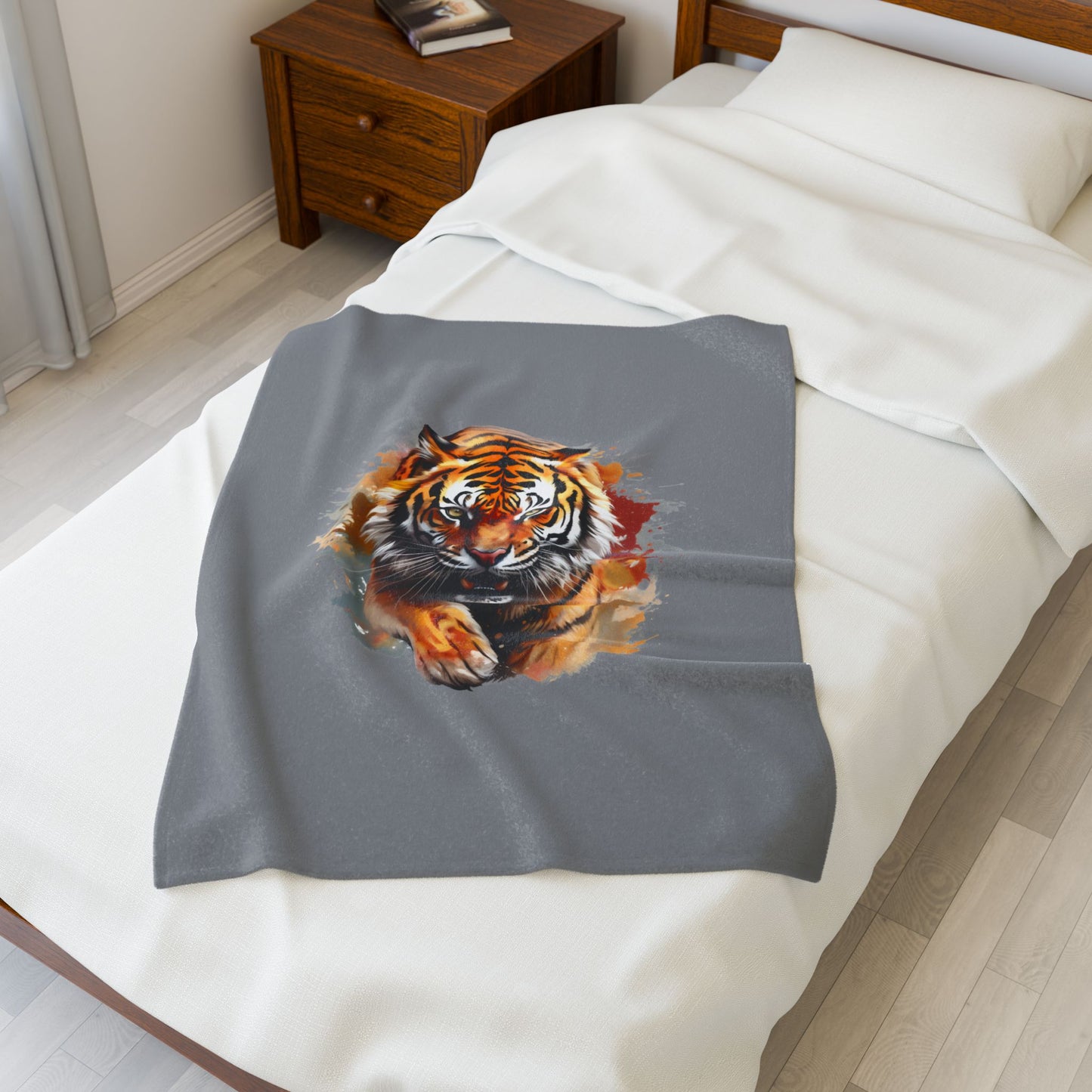 Princess Grace  Wild Tiger Velveteen Plush Blanket  Cozy Home Decor for Animal Lovers