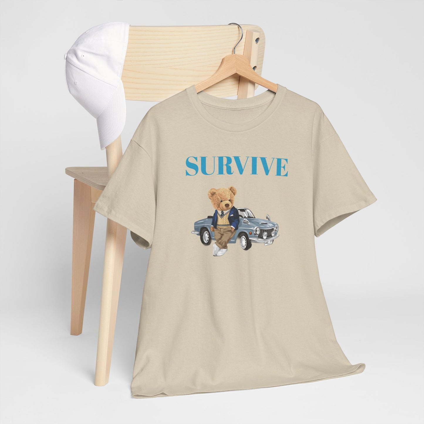 Princess Grace  Survive Bear Unisex Heavy Cotton Tee  Casual Comfort for Animal Lovers