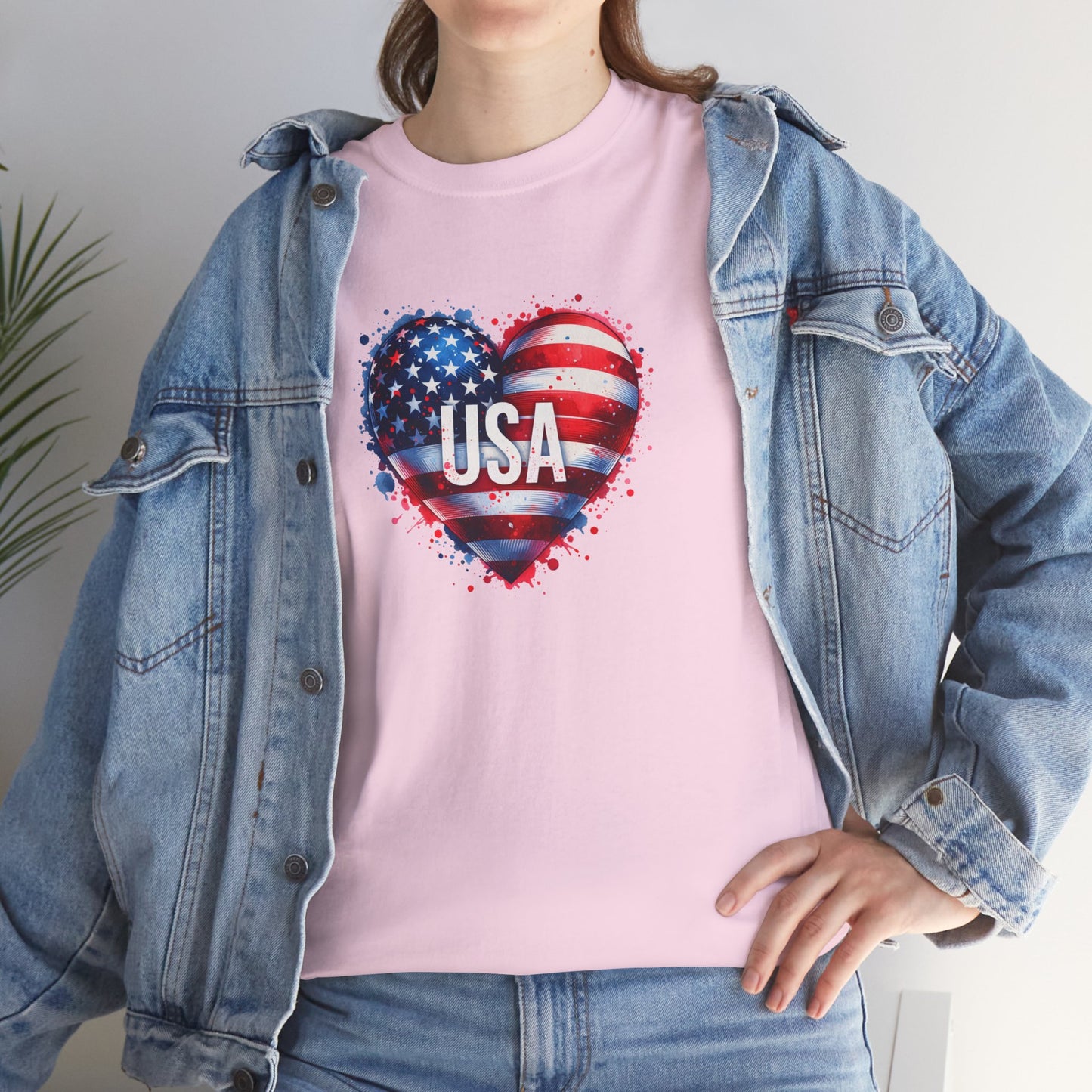 Princess Grace  Patriotic Heart Unisex Cotton Tee  USA Freedom Shirt