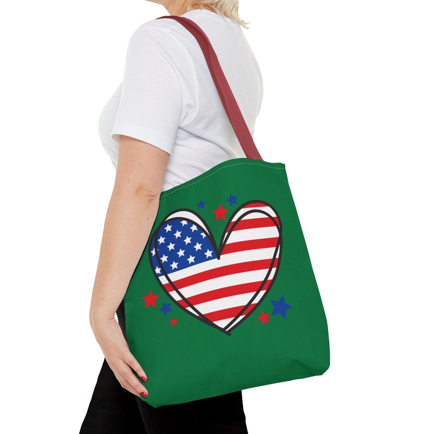 Princess Grace  Patriotic Heart Tote Bag Perfect for Independence Day and Everyday Use