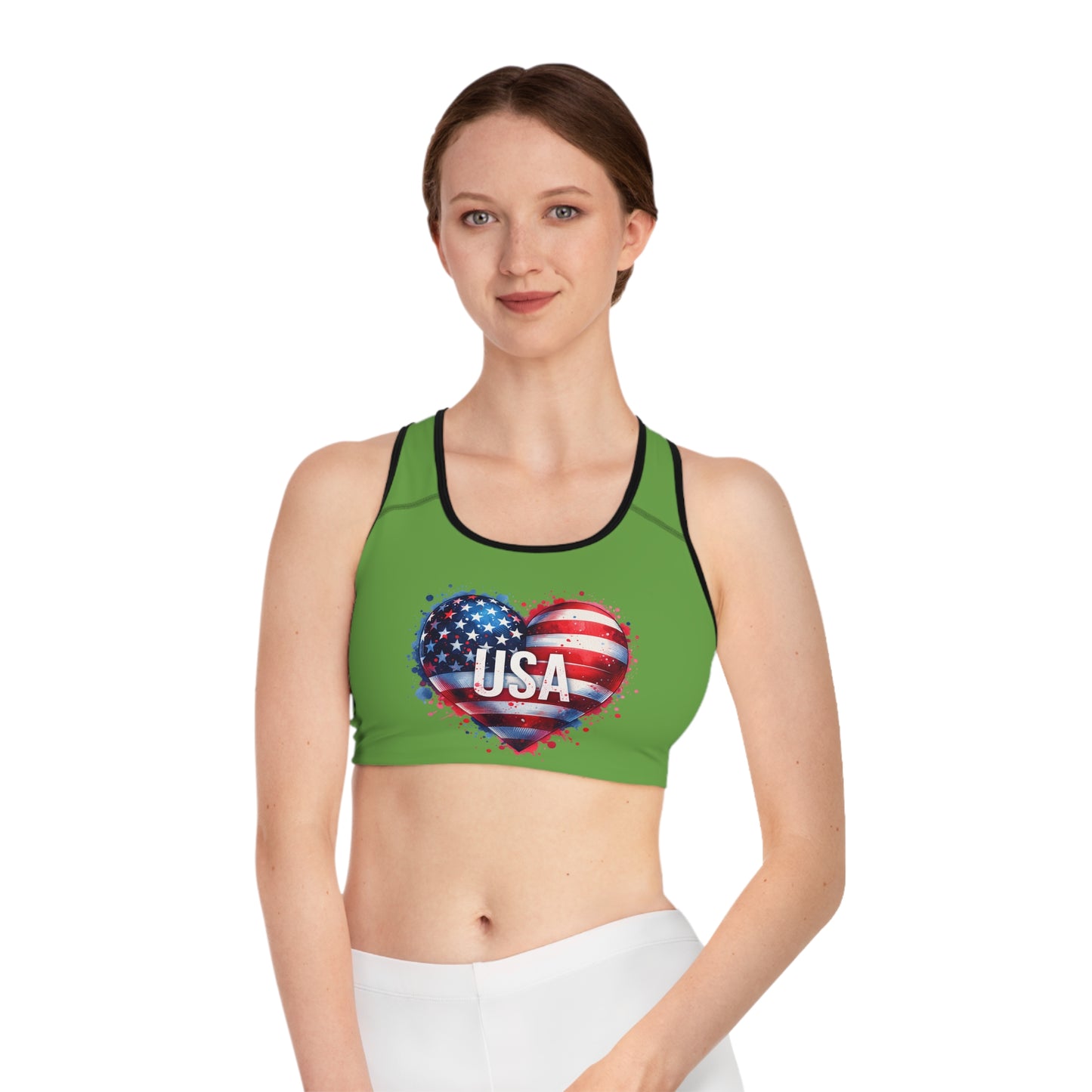 Princess Grace  Patriotic USA Sports Bra for Active Women